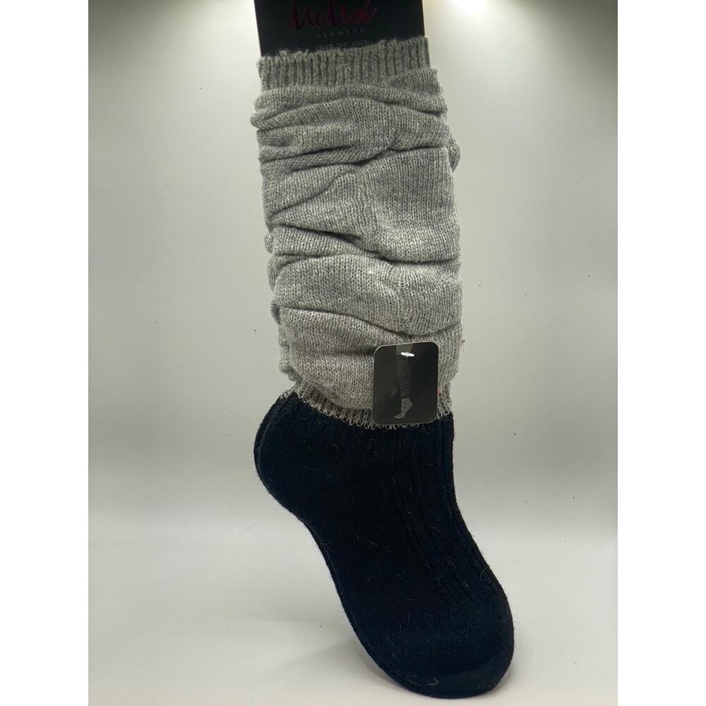 MEMOI Women's Black-Gray Colorblock Knit Scrunch Over The Knee Socks SZ OS